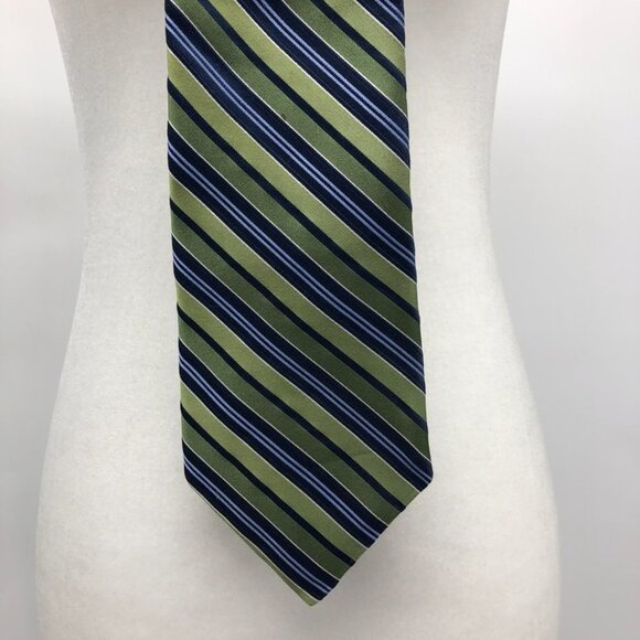 MICHAEL Michael Kors Green & Blue Striped Silk Tie - Picture 4 of 10